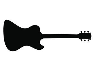 High Quality Hand Drawn Isolated Silhouette of a Heavy Metal Guitar