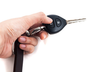 hand use car keys isolated on white background