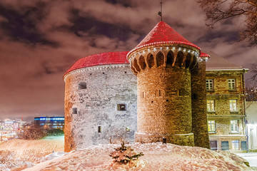 Christmas in Tallinn. The fortress of the old city is decorated for the New Year.