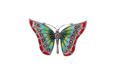butterfly brooch jewelry on white background