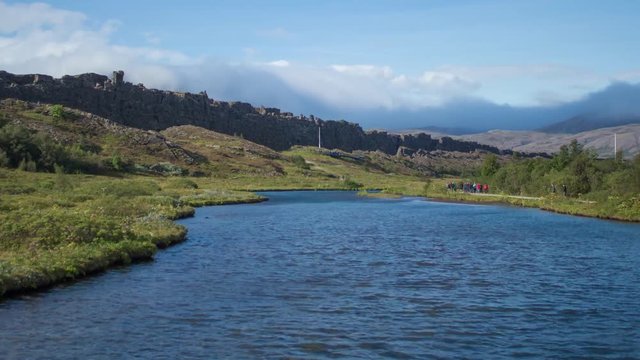 THINGVELLIR, ICELAND- Thinvellir National Park where North American and Eurasian tectonic plates meet