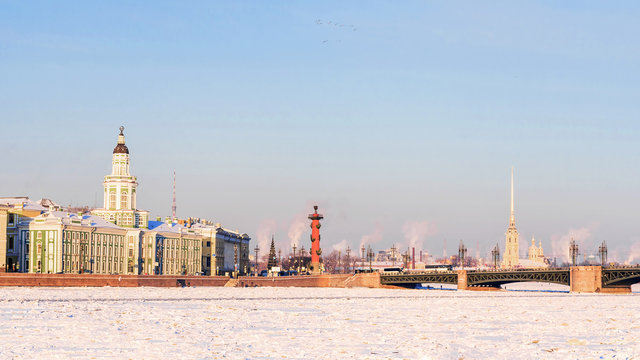 winter panorama St. Petersburg, Russia