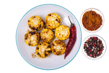 Corn fried with spices