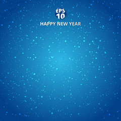 Happy new year and merry christmas on blue blurry vector background with snowflake.