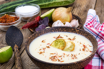Creamy soup of zucchini in dietary nutrition
