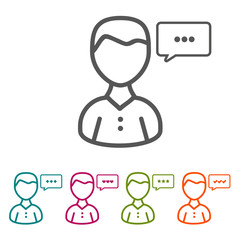 Vector Man Chat icons in thin line Style and flat Design.