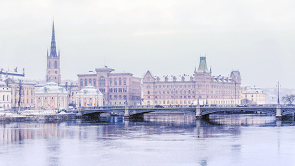 Fototapeta na wymiar panorama of winter Stockholm, Sweden