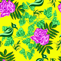 roses on a yellow background seamless background