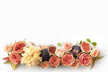 pink rose flowers with figs