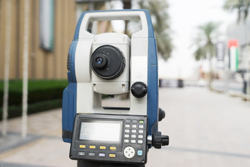 total station with busy road in modern city