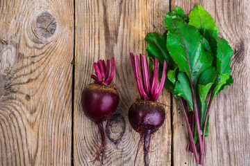 Beetroot on old wooden table