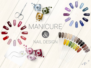 Set of cosmetic accessories for manikure and nail design