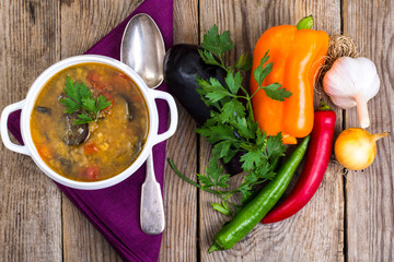 Vegetable soup with lentils