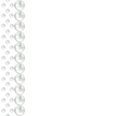 Pearl white bead string and small pearls on side of white background