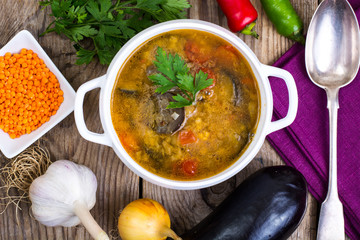 Vegetable soup with lentils