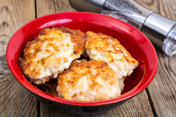 Homemade cutlets in bowl