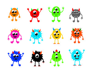Obraz premium cute happy monster vector collection