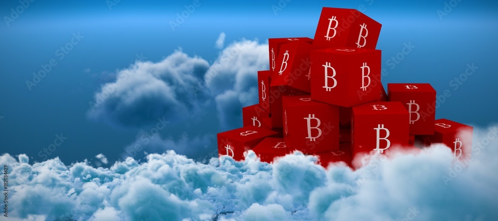 Poster composite image of several red square with b sign on the side