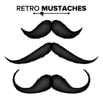 Hair Mustaches Vector. Different Types. Hipster Barber Shop. Isolated Set Illustration