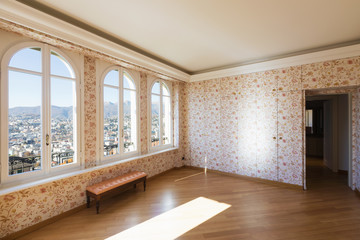 Retro room with floral wallpaper