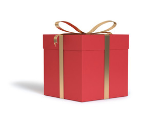 red gift box white background christmas holiday concept 3d rendering