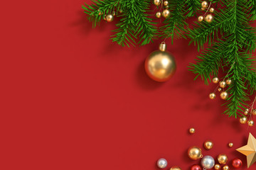 christmas holiday concept gold ball green leaf blank space christmas holiday concept 3d rendering