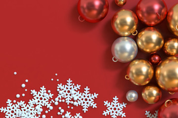 red gold ball-sphere abstract christmas background christmas holiday concept 3d rendering red scene
