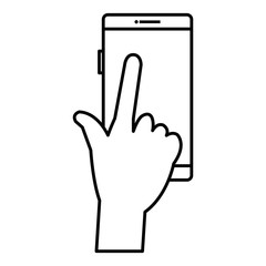 hands human with smartphone device vector illustration design