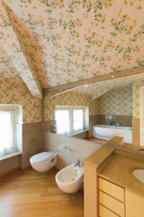 Luxurious bathroom with upholstery