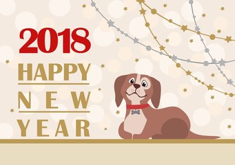 Card with dog symbol of year 2018