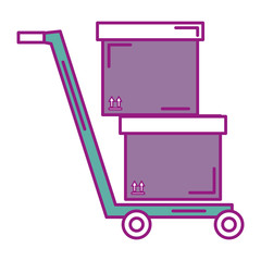 storage cart with boxes vector illustration design