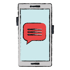 smartphone device with speech bubbles vector illustration design