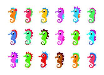 cute little seahorse vector collection