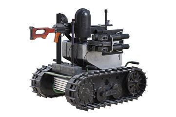 Fototapeta na wymiar Military robot army vehicle with tracks. 3D rendering