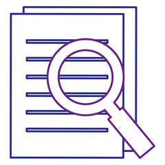 sheet of notebook with magnifying glass vector illustration design