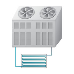 Outdoor and indoor unit chiller. Conditioning system.