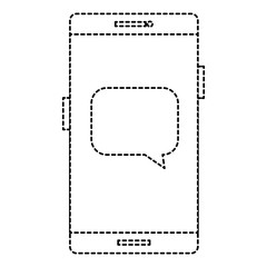 smartphone device with speech bubbles vector illustration design