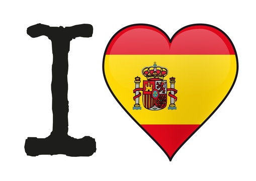 Espagne - I love Espagne - drapeau - cœur - icône