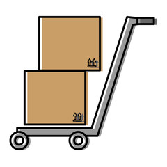 storage cart with boxes vector illustration design