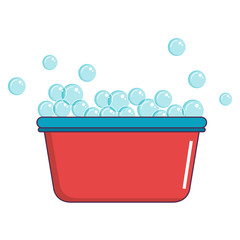 laundry pot with foam vector illustration design