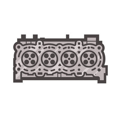 Cylinder head icon on white background, car detail