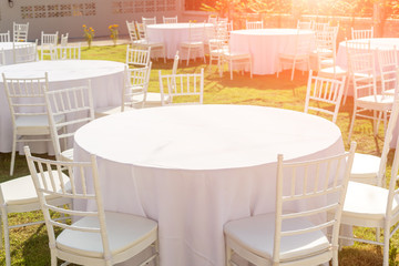 Fototapeta na wymiar Table outdoor at wedding reception