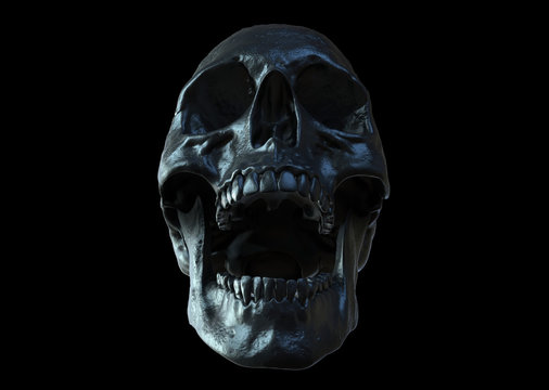 Skull screaming isolated in black background 3d render
