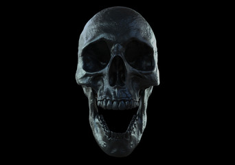 Obraz premium black skull screaming isolated in black background 3d illustration