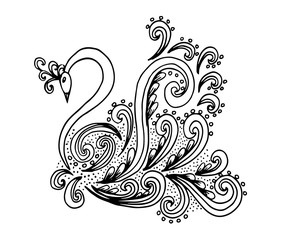 Hand drawn swan doodle illustration