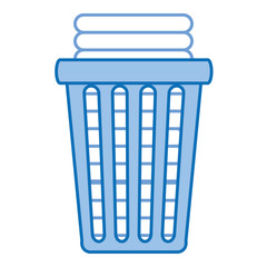 laundry basket with pile of folded clothes vector illustration design
