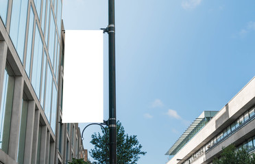 Empty billboard on a street lamp daytime - 182040489