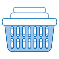 laundry basket with pile of folded clothes vector illustration design
