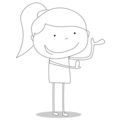 Girl explaining something, cartoon style illustration