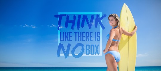 Composite image of think like there is no box 